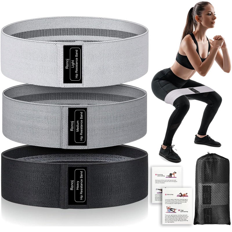 RenoJ Booty Resistance Bands Set, Renoj Non Slip Hip Exercise Bands for Legs and Butt Women [3 Set] - Image 1